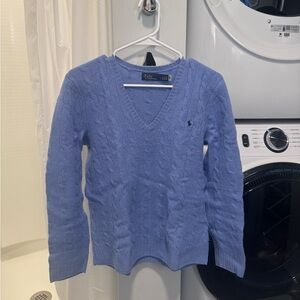 Ralph Lauren cable knit wool cashmere v neck sweater